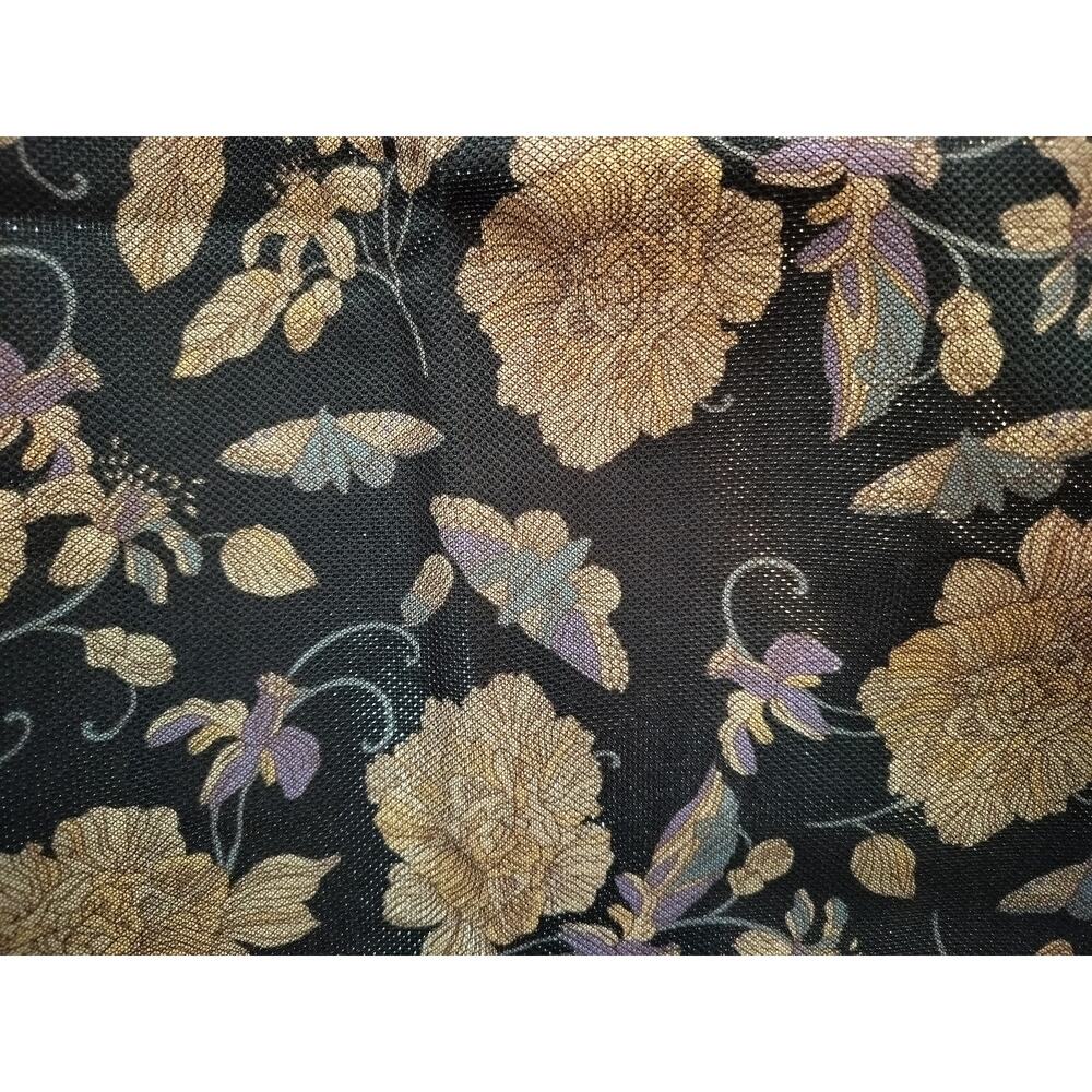 Eci New York Stretch Mesh Floral Skirt Black Beige Midi Pencil Womens 10 - Picture 2 of 10